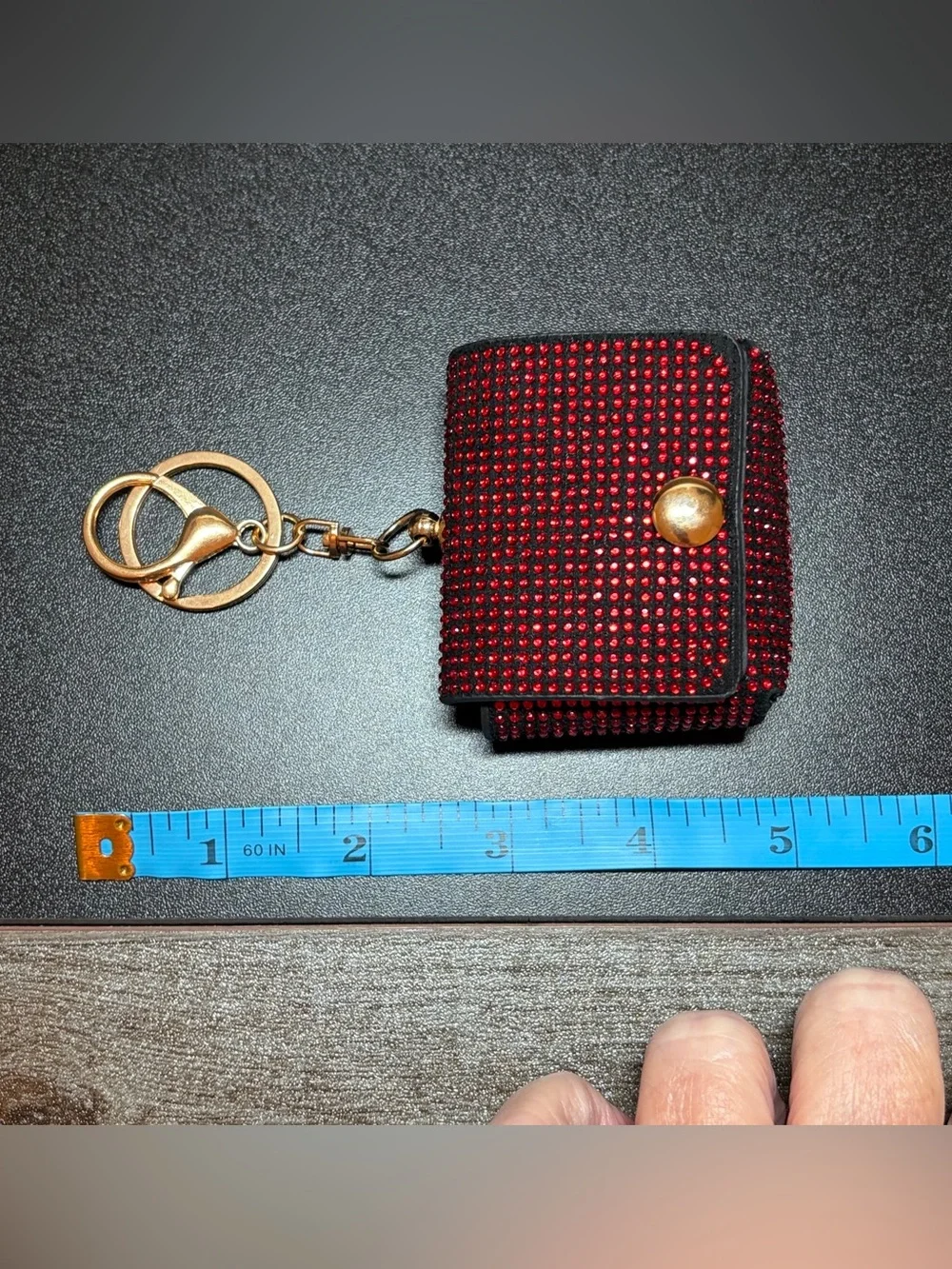 Red Crystal Mini Bag Keychain - Gold Hardware